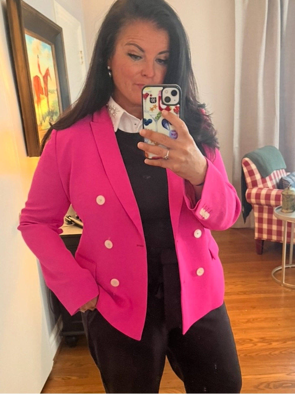 J. Crew Fuchsia Double-Breasted Blazer - Picture 2 of 8